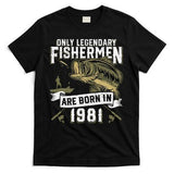 Cute 41 Year Old Fishing Birthday Born 1981 41st Fisherman Gift T-Shirt