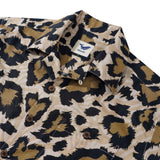 Men's Hawaiian Shirt Short Sleeve Camp Collar 100% Cotton Black Aloha Leopard Wilderness Whisper Leopard Print