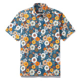 1960s Floral Hawaiian Shirt For Men Summer Short Sleeve Button-down Cotton Aloha Shirt
