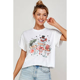 Funny Christmas Cocktails Vintage Graphic Crop Tee
