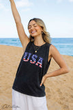 USA with Flag Pattern Mineral Graphic Tank Top