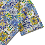 Men's Hawaiian Shirt Short Sleeve Button-down 100% Cotton White Aloha Dream of Palermo