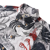 Men's Hawaiian Shirt Short Sleeve Button-down 100% Cotton Aloha Red - Crested Phantom By Feanne