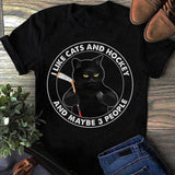 I Like Cats and Hockey Funny Black Cat T-Shirt Unisex T-shirt, Sweatshirt, Hoodie, Long Sleeve Tee