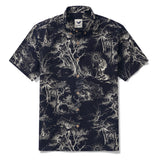 Men's Hawaiian Shirt Short Sleeve Button-down 100% Cotton Black Aloha Majestic Jungle