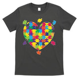 Cute Autism Awareness Rainbow Puzzle Pieces Heart T-Shirt