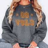 Go Vols Tennessee, Heather Gray Crew Fleece Sweatshirt