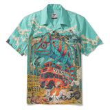 Men's Hawaiian Shirt Short Sleeve Camp Collar 100% Cotton Beige Aloha Desert Expedition