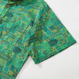 Hawaiian Shirts For Men Tiki Vintage Shirt Green Totem 100% Cotton Tiki Woody Miller