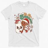 Cute Christmas Tis The Season Retro Cartoon Santa Cookie And Milk T-Shirt