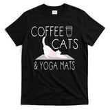 Coffee Cats & Yoga Mats Funny Gifts For Yoga Instructor T-Shirt