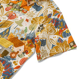 Men's Hawaiian Shirt Short Sleeve Button-down 100% Cotton Brown Aloha Afternoon Plains