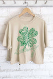 Lucky Clover Leopard Graphic Long Crop Top