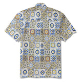 Men's Hawaiian Shirt Short Sleeve Button-down 100% Cotton White Aloha Sicilian Breeze