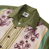 Men's Hawaiian Shirt Short Sleeve Camp Collar 100% Cotton Brown Aloha Nature in Stripes