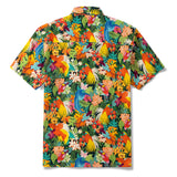 Birds of paradise  By Jasmine Blooms Designs 100% Cotton Men's Short Sleeve Camp Collar Shirt Yellow Aloha Hawaiian Birds Of Paradise By Jasmine Blooms Designs