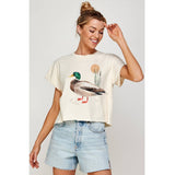 Mallard Duck  Vintage Graphic Crop Top
