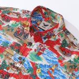 Christmas Santa's Wild Rides: Harley and Surf Men's Button-down Shirt 100% Cotton Santa Claus On A Harley