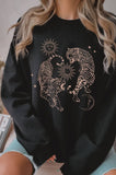 Sun and Moon Tiger Puff Graphic Brushed Sweatshirts