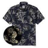 Men's Hawaiian Shirt Short Sleeve Button-down 100% Cotton Black Aloha Majestic Jungle