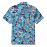 Men's Blue Hawaiian Shirt Fish & Turtle Shirt Short Sleeve Button-down 100% Cotton Blue Aloha Dive Pup