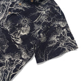 Men's Hawaiian Shirt Short Sleeve Button-down 100% Cotton Black Aloha Majestic Jungle