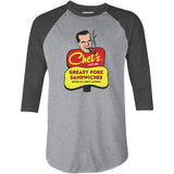 Chet's Greasy Pork Sandwiches - 3/4 Sleeve Raglan T-Shirt