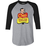 Chet's Greasy Pork Sandwiches - 3/4 Sleeve Raglan T-Shirt