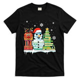 Christmas Library Tree Snoman Merry Bookmas Book Lover Xmas T-Shirt