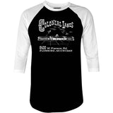 Colonial Lanes - Flushing, MI - Vintage Bowling Alley - 3/4 Sleeve Raglan T-Shirt