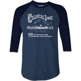 Colonial Lanes - Flushing, MI - Vintage Bowling Alley - 3/4 Sleeve Raglan T-Shirt