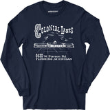 Colonial Lanes - Flushing, MI - Vintage Bowling Alley - Long Sleeve T-Shirt