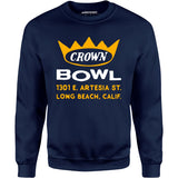 Crown Bowl - Long Beach, CA - Vintage Bowling Alley - Unisex Sweatshirt
