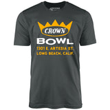 Crown Bowl - Long Beach, CA - Vintage Bowling Alley - Unisex T-Shirt