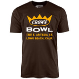Crown Bowl - Long Beach, CA - Vintage Bowling Alley - Unisex T-Shirt