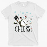 Cheers Snowman And Wine Christmas T-Shirt