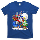 Christmas Santa Riding Reindeer Unicorn Snow Xmas Tree Cute Gift T-Shirt