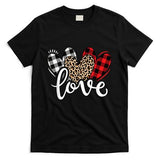 Cute Valentines Day Leopard Plaid Love Heart T-Shirt