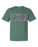 Texas Plaid Arch (Pink Outline) Green Comfort Colors Tee