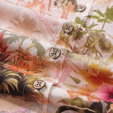 Women's Hawaiian Shirt Short Sleeve Button-up 100% Cotton Beige Aloha Relaxing Tropical Vibes