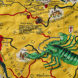 Men's Hawaiian Shirt Short Sleeve Camp Collar 100% Cotton Yellow Aloha Vintage Map