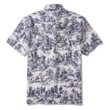 Men's Toile de Jouy Toile Shirt Landscape Hawaiian Shirt Resort Wear Shirt Short Sleeve Button-down White Aloha Shirt Toile De Jouy Medieval Castle Landscape
