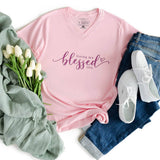 Living My Blessed Life Christian Graphic V-Neck