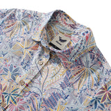 Women's Hawaiian Shirt Tropical Palm Tree Print Cotton Button-up Short Sleeve Jungle Women Shirt