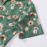 Women's Hawaiian Shirt Julia Madoka Print Cotton Button-up Short Sleeve Oriental Jungle By Julia Madoka