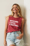 Weekends Coffee and Baseball  Mineral Graphic Tank Top