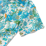 Men's Hawaiian Shirt Short Sleeve Button-down 100% Cotton Blue Aloha Fantasy Paradise