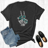 Turquoise Western Skeleton Peace Graphic Tee