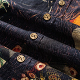 Men's Hawaiian Shirt Short Sleeve Button-down 100% Cotton Brown Aloha Octopus Wave Rider