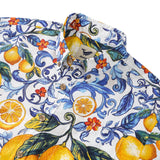 Men's Vintage Blue Hawaiian Shirt Sicily Lemon Shirt Short Sleeve Button-down Tropical Shirt